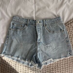 Vanilla Star Light Blue Studded Cutoff Denim Shorts
